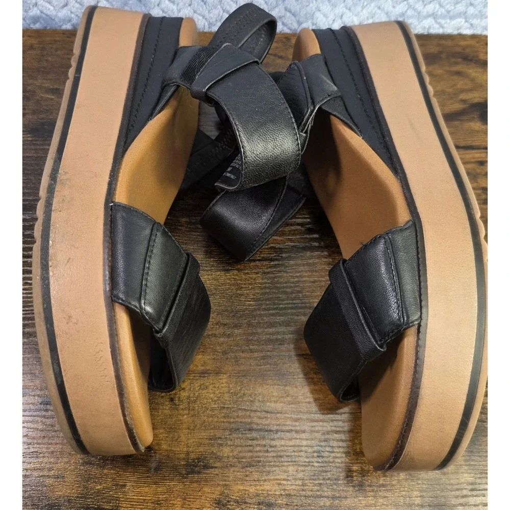 Caslon Black Leather Strappy Platform Sandal Heel Strap Size 9.5M